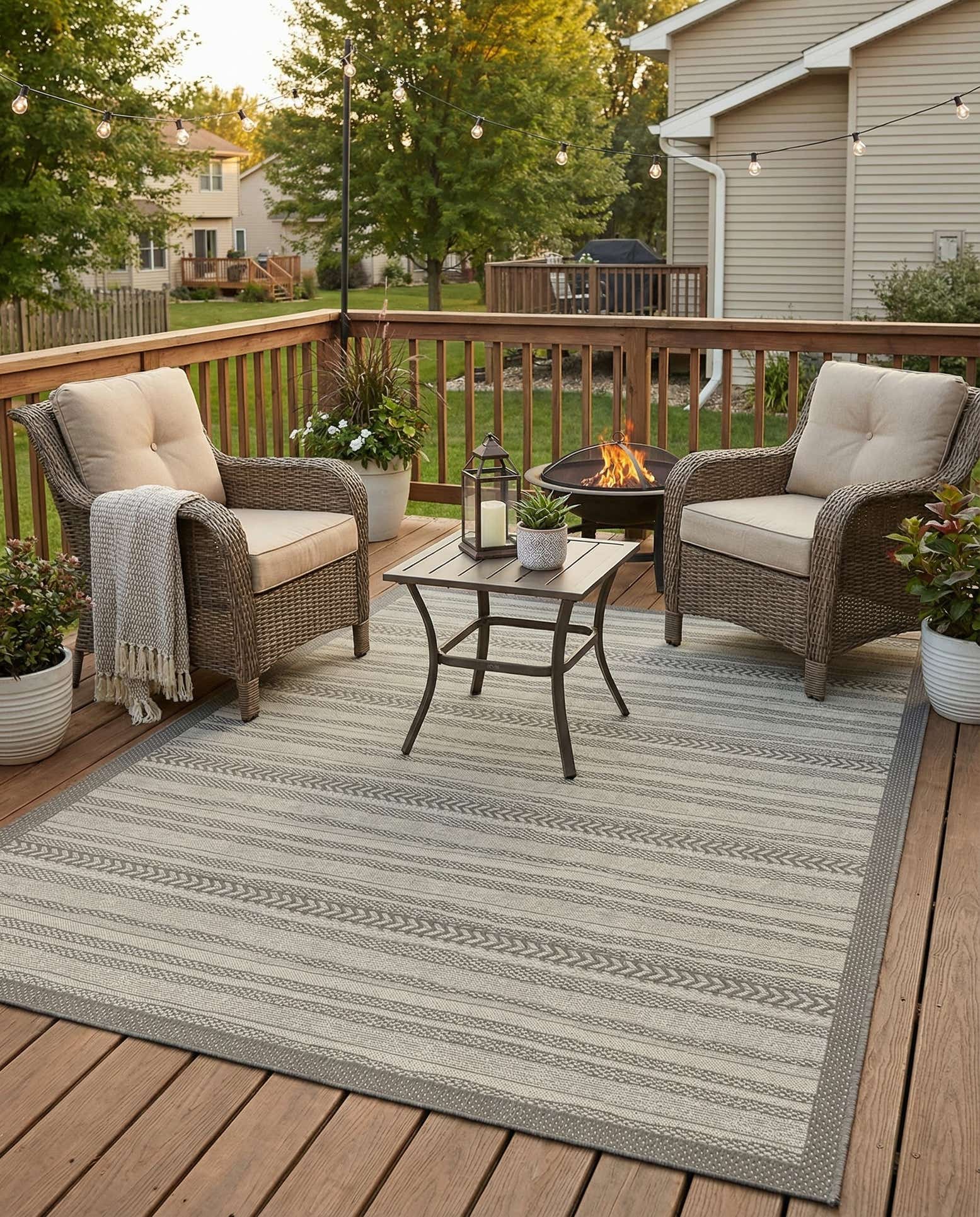 7' x 10' Easy-Clean Border Indoor / Outdoor Rug
