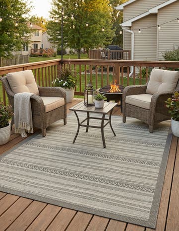 7' x 10' Easy-Clean Border Indoor / Outdoor Rug