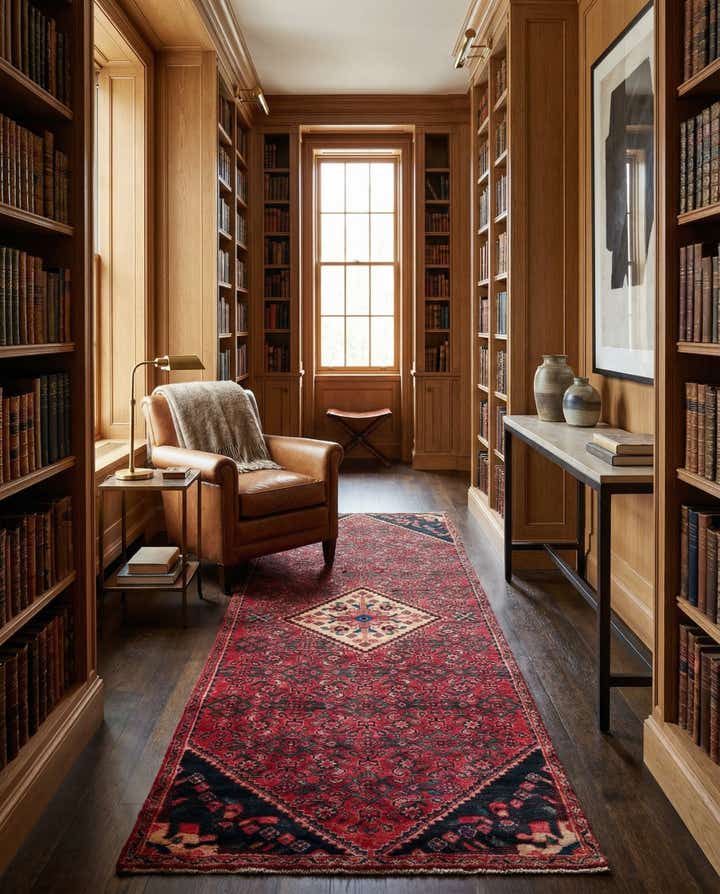 3' 5 x 9' 10 Hand Knotted Hossainabad Persian Wool Runner Rug