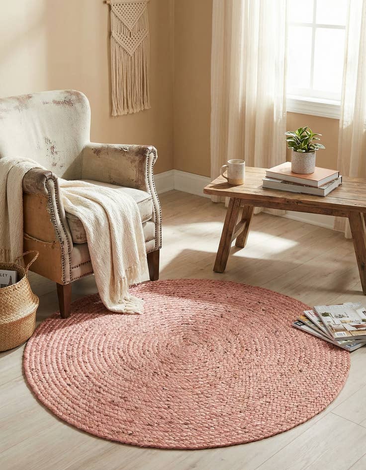 Detail image of  3' x 3'  Hand Braided Jute Round Rug