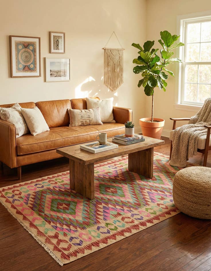 Detail image of 3' 5 x 6' 3  Hand Woven Kilim Maymana Wool Rug