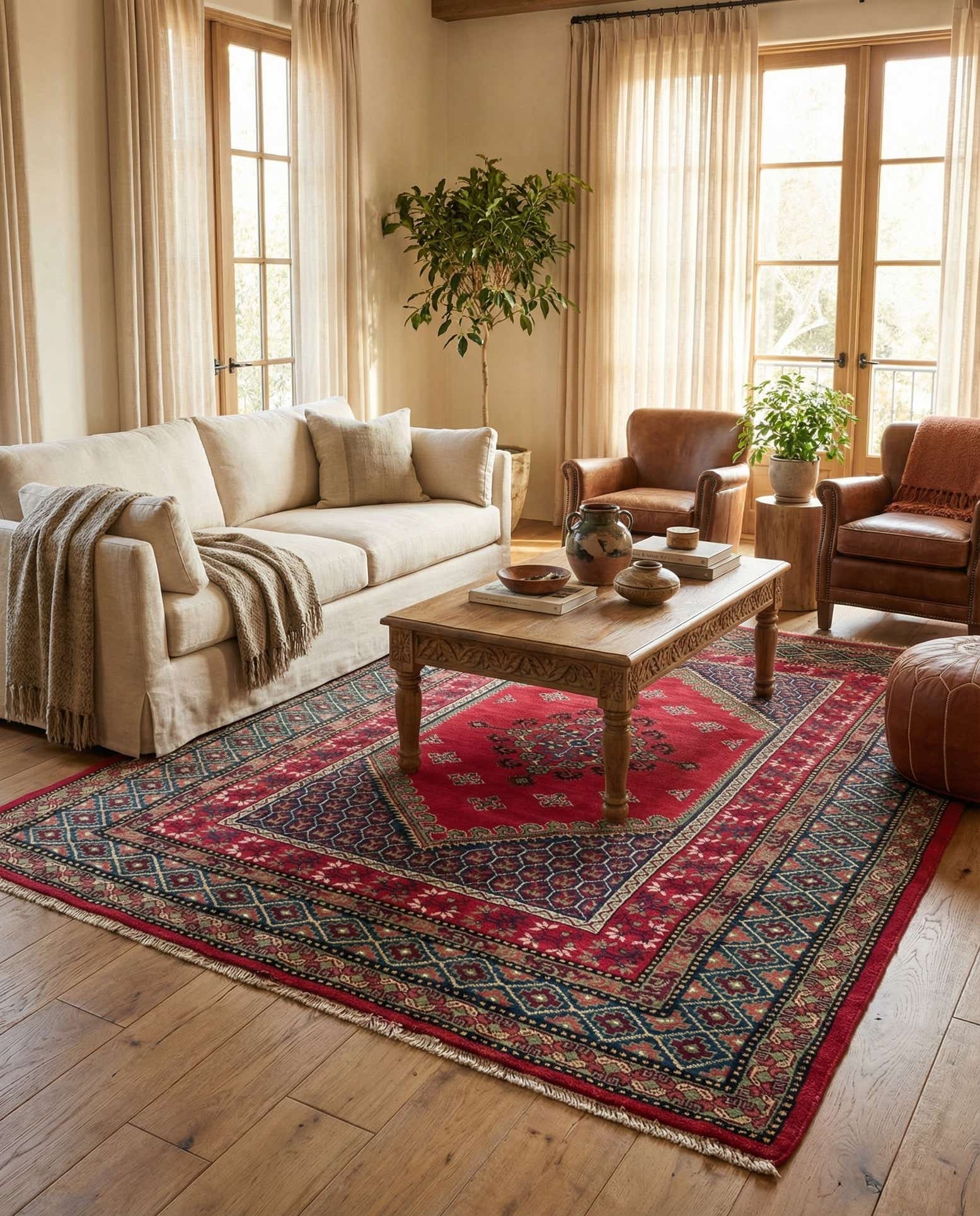 6' 11 x 9' 4 Hand Knotted Moroccan Wool Rug