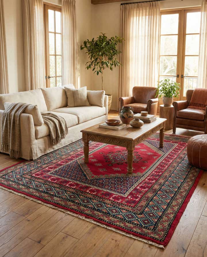 6' 11 x 9' 4 Hand Knotted Moroccan Wool Rug