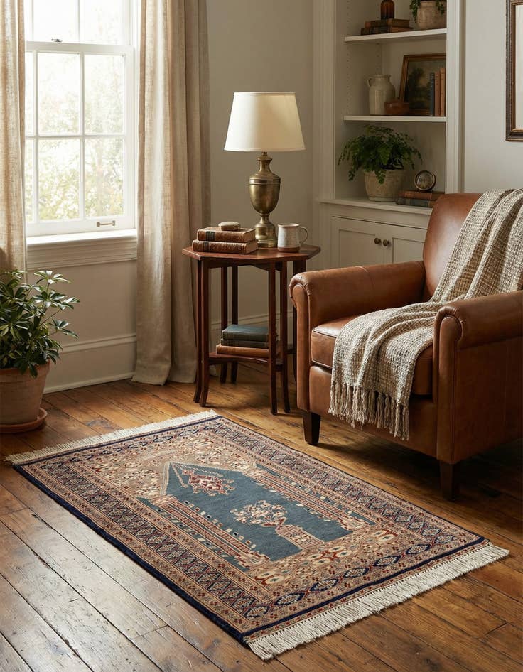 Detail image of 2' 9 x 4' 2 Hand Knotted Bokhara Oriental Wool Rug