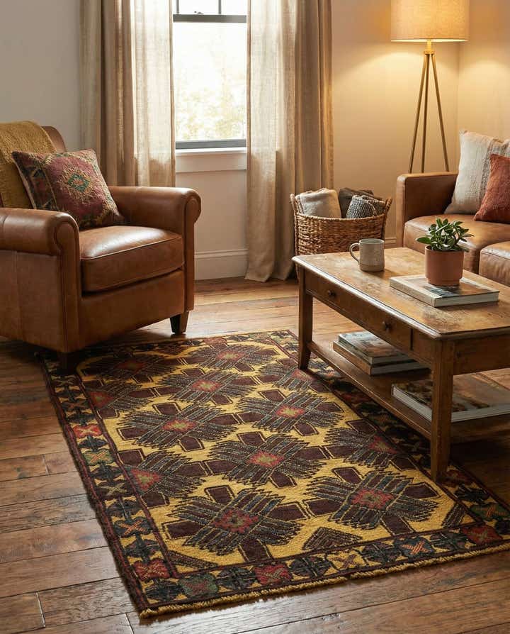 2' 8 x 4' 9 Hand Knotted Sumak Wool Rug