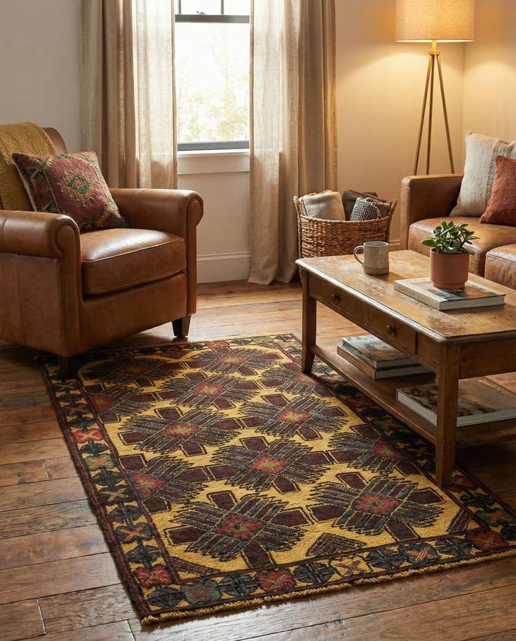 Detail image of 2' 8 x 4' 9 Hand Knotted Sumak Wool Rug