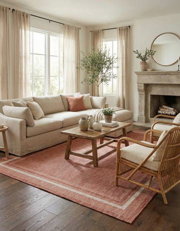 9' x 12' Easy-Clean Border Indoor / Outdoor Rug