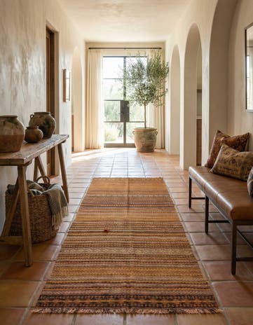 4' x 9' 5 Hand Woven Kilim Fars Wool Runner Rug