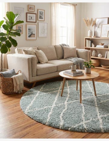 Sage Green Soft Touch Shag Round Rug
