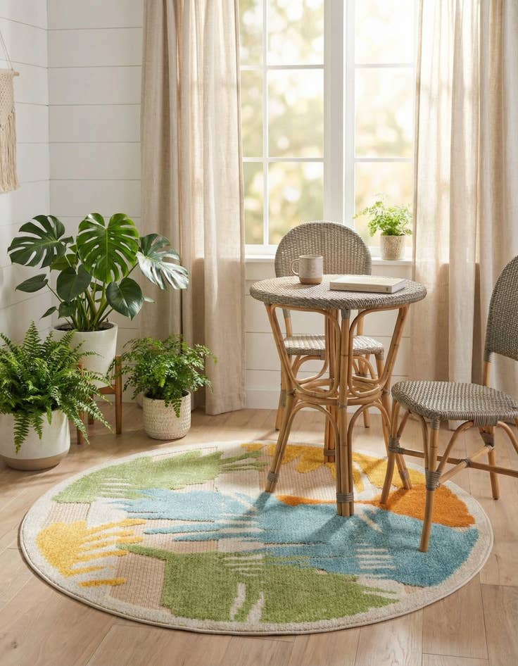 Detail image of 3' 3 x 3' 3  Washable Aruba Indoor / Outdoor Round Rug