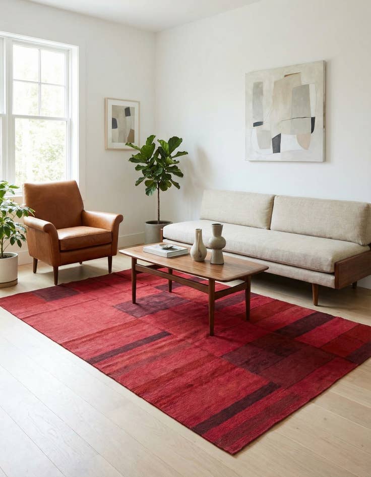 Detail image of 4' 7 x 6' 3  Hand Woven Kilim Modern Wool Rug