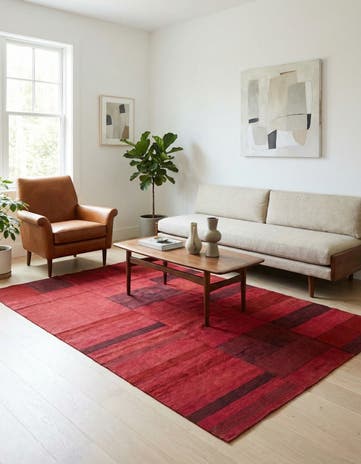 4' 7 x 6' 3 Hand Woven Kilim Modern Wool Rug