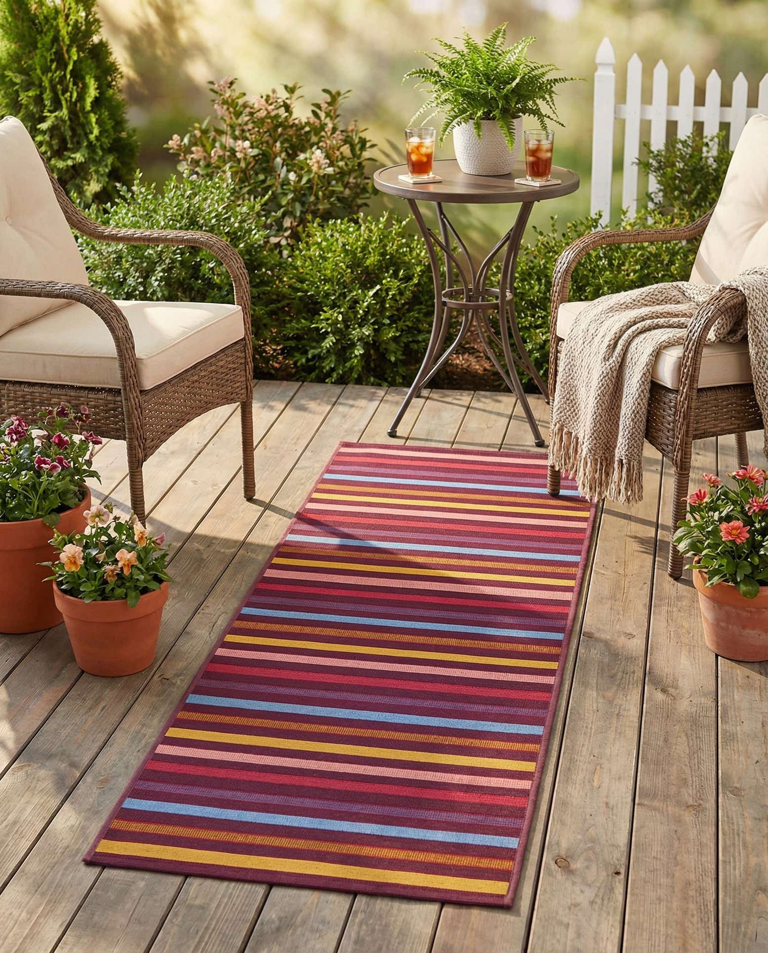 2' x 6' Easy-Clean Striped Indoor / Outdoor Runner Rug