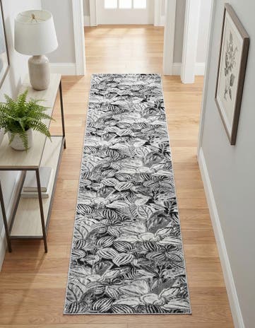 Charcoal Blossom Runner Rug
