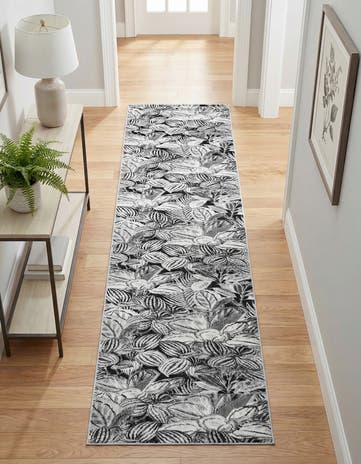 Charcoal Blossom Runner Rug
