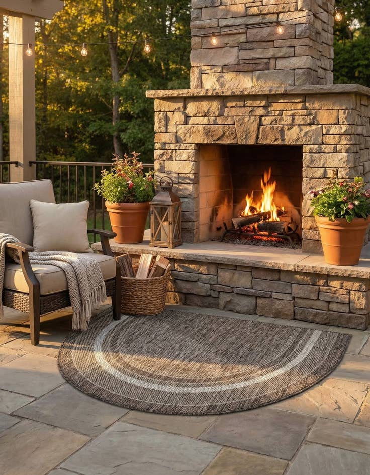 Detail image of 3' x 6'  Washable Border Indoor / Outdoor Hearth Rug