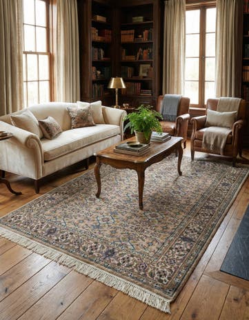 4' x 5' 8 Hand Knotted Farahan Wool Rug