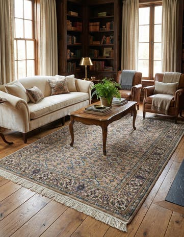 4' x 5' 8 Hand Knotted Farahan Wool Rug