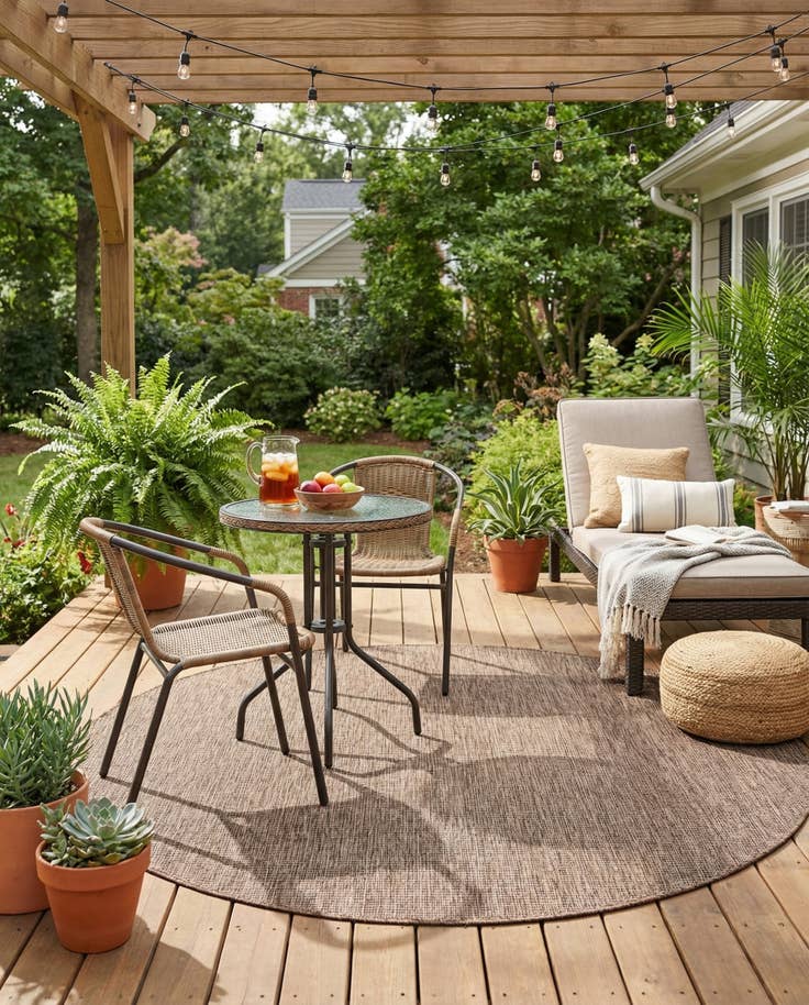 Detail image of 6' 1 x 6' 1 Easy-Clean Solid Indoor / Outdoor Round Rug