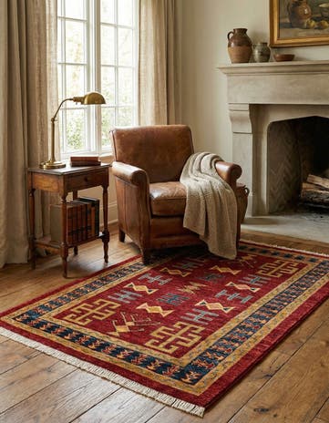 3' 5 x 4' 10 Hand Knotted Ziegler Wool Rug