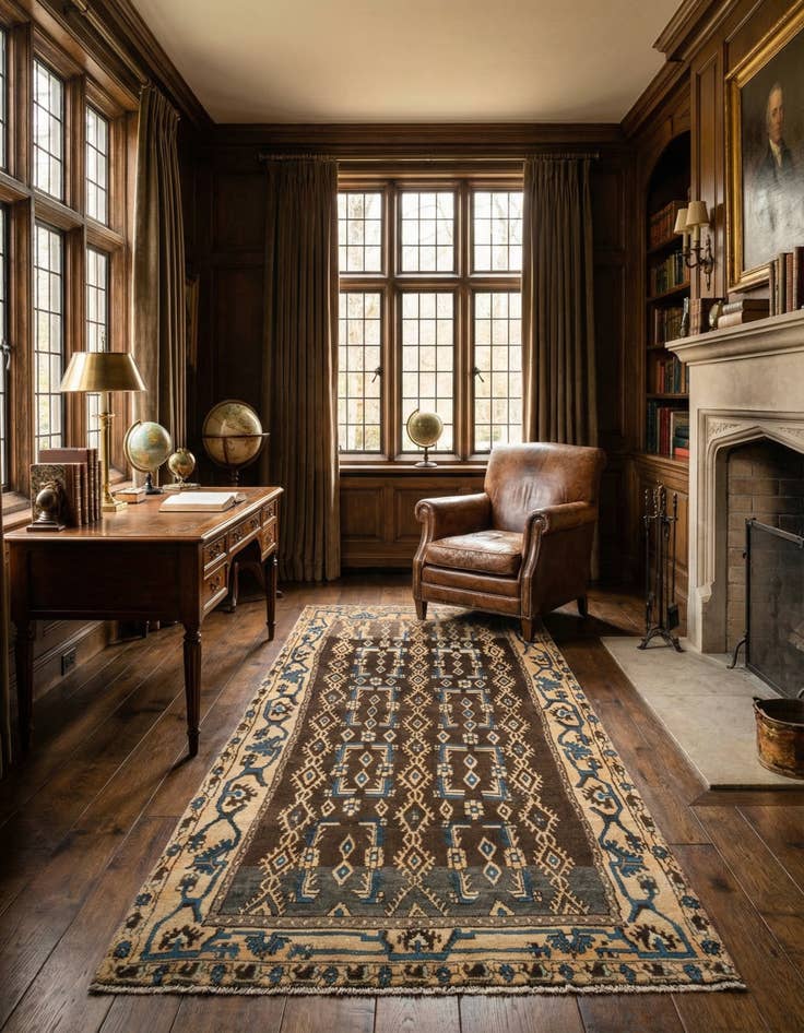 Detail image of 4' 2 x 9' 3 Hamedan Rug