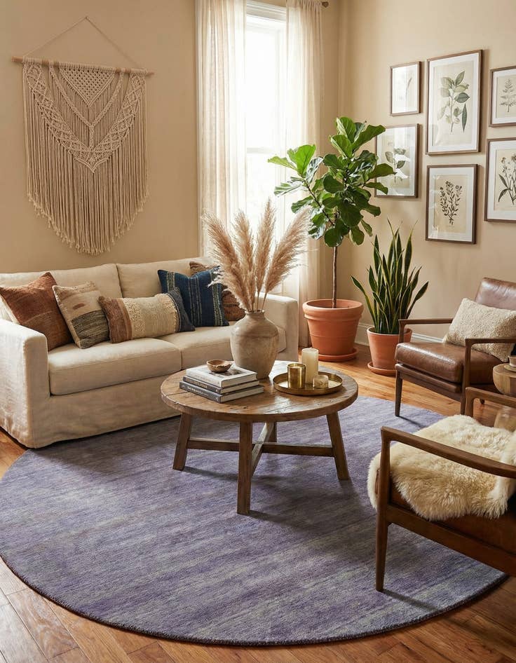 Detail image of 9' 10 x 9' 10  Hand Knotted Solid Gabbeh Wool Round Rug