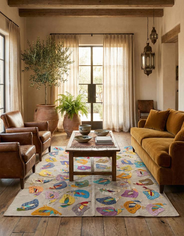 Detail image of 5' x 7'  Hand Woven Kilim Suzani Wool Rug