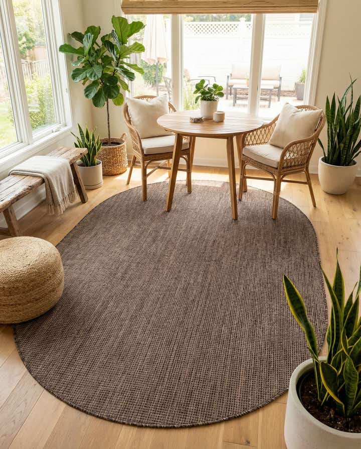 5' 3 x 8' Easy-Clean Solid Indoor / Outdoor Oval Rug