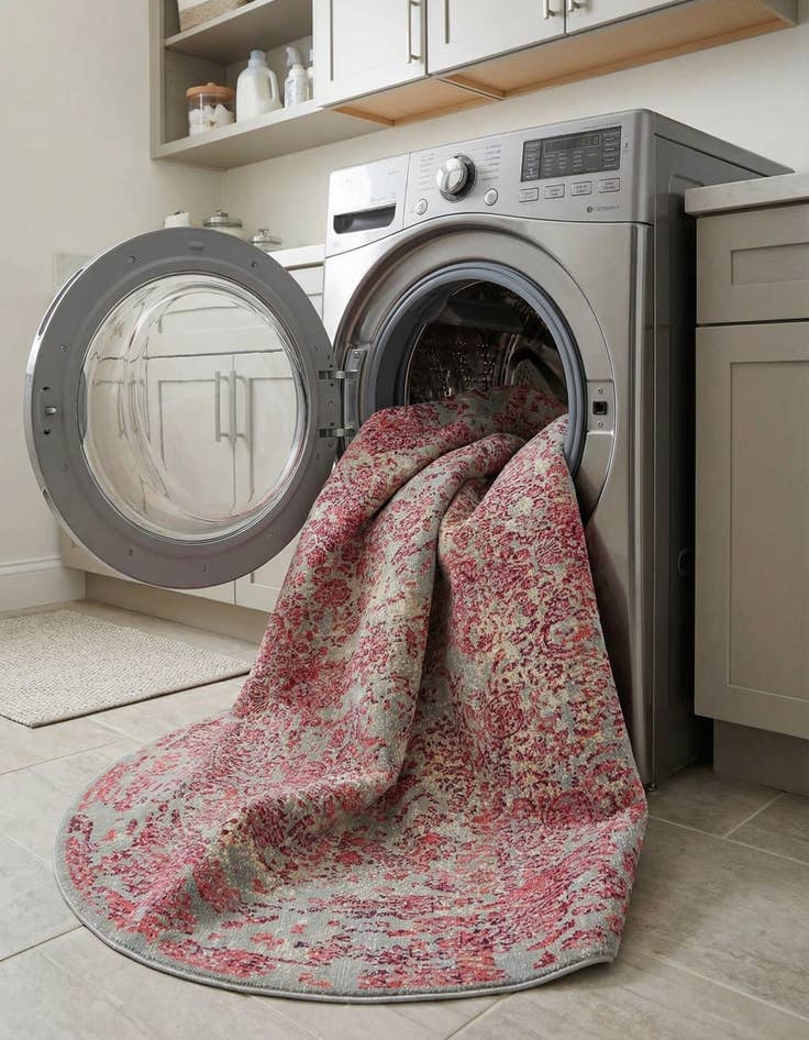 Detail image of 8' x 8'  Washable Botanical Indoor / Outdoor Round Rug