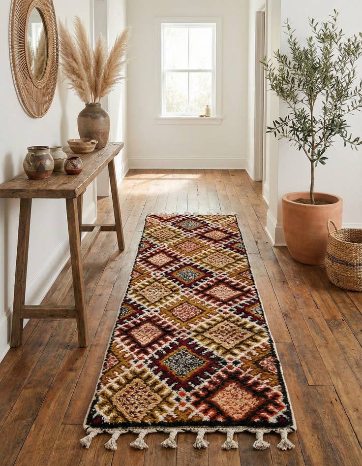 Detail image of 2' 8 x 8' 1 Hand Knotted Moroccan Wool Runner Rug