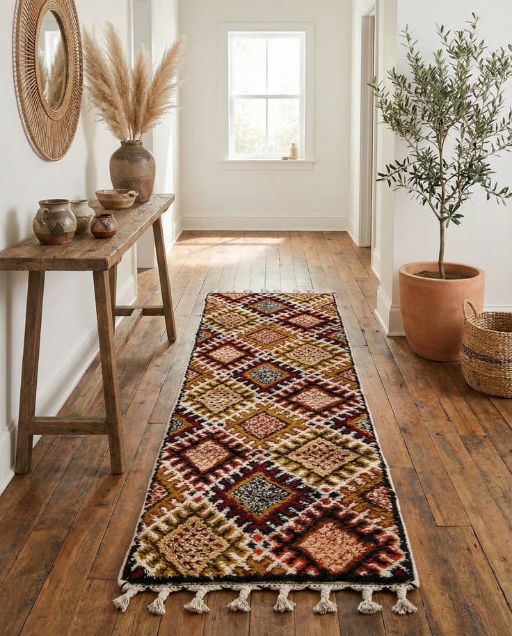 Detail image of 2' 8 x 8' 1 Hand Knotted Moroccan Wool Runner Rug