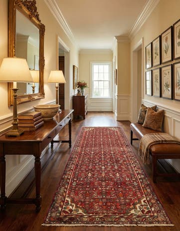 3' 7 x 10' 5 Hand Knotted Hossainabad Persian Wool Runner Rug