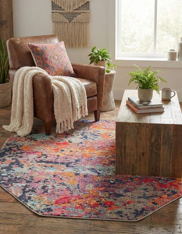 Washable Vivid Octagon Rug