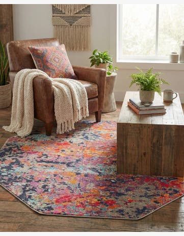 Washable Vivid Octagon Rug