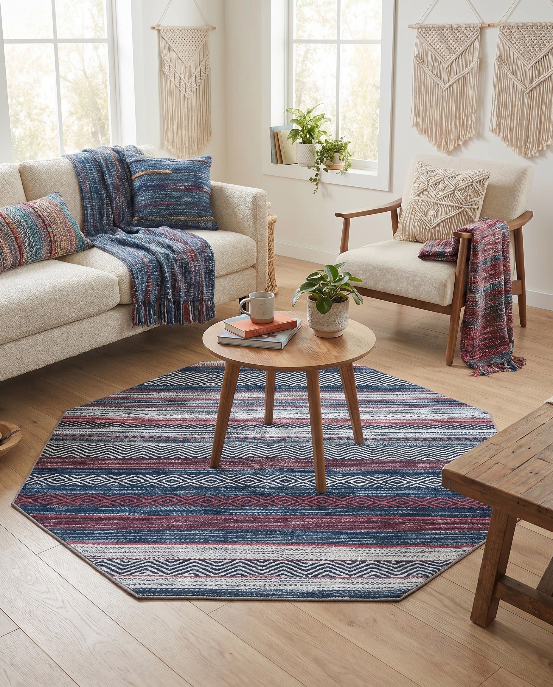 5' 3 x 5' 3 Washable Yara Octagon Rug
