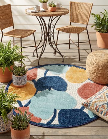 3' 3 x 3' 3 Easy-Clean Belize Indoor / Outdoor Round Rug