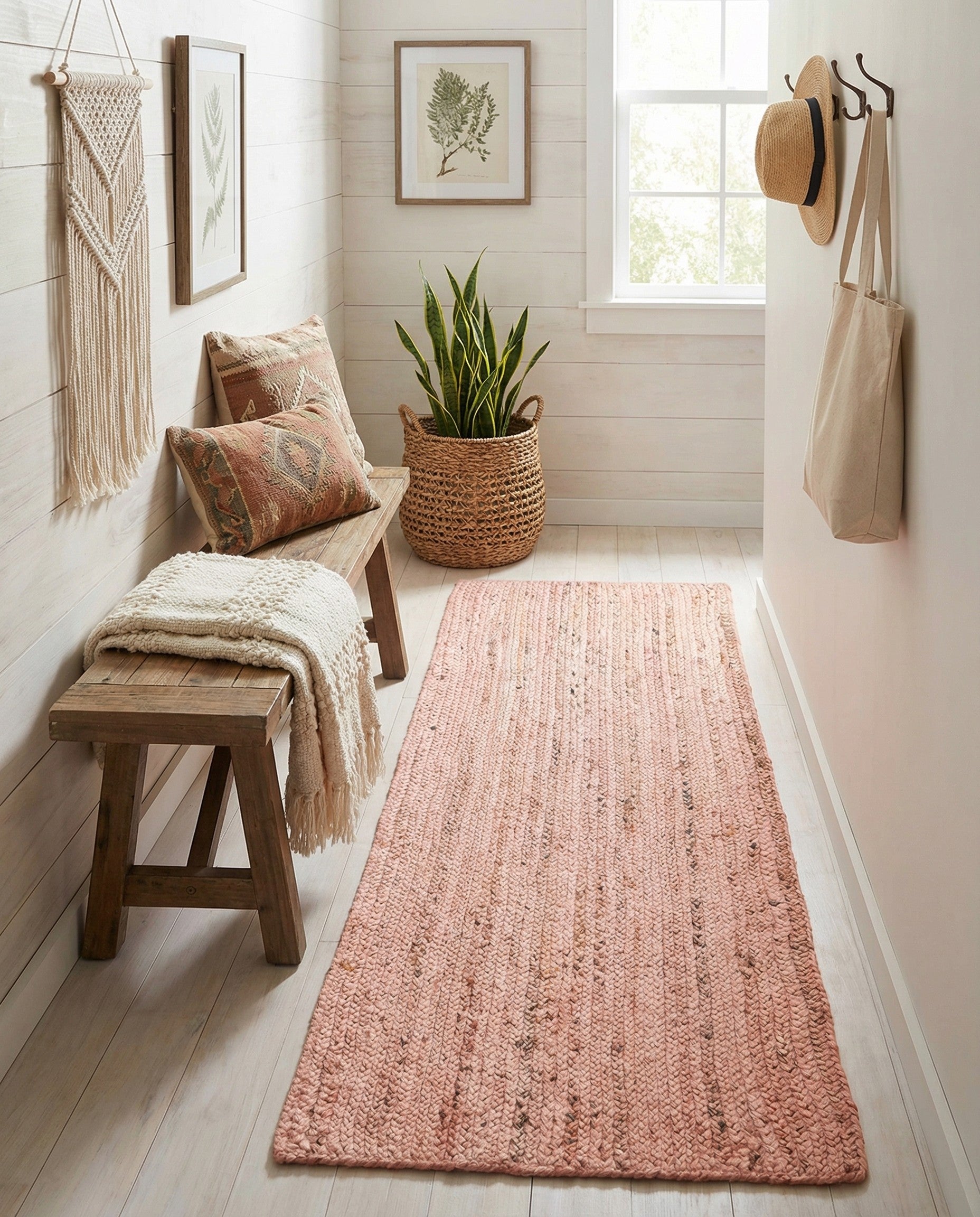  2' 6 x 6' 1  Hand Braided Jute Runner Rug