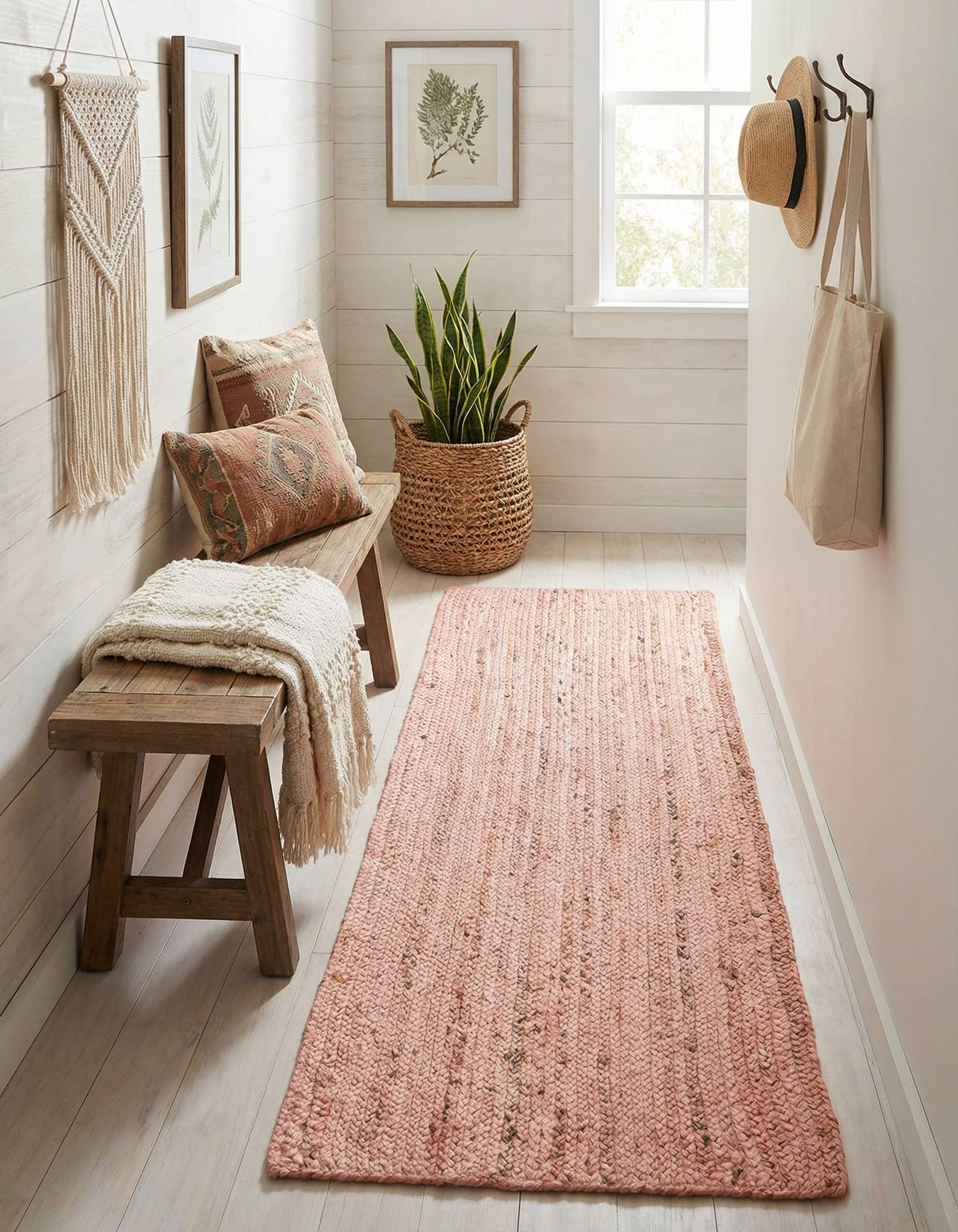 2' 6 x 6' 1 Handmade Braided Jute Runner Rug