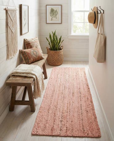  2' 6 x 6' 1  Hand Braided Jute Runner Rug