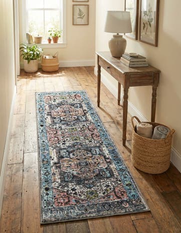 Powder Blue Medina Runner Rug