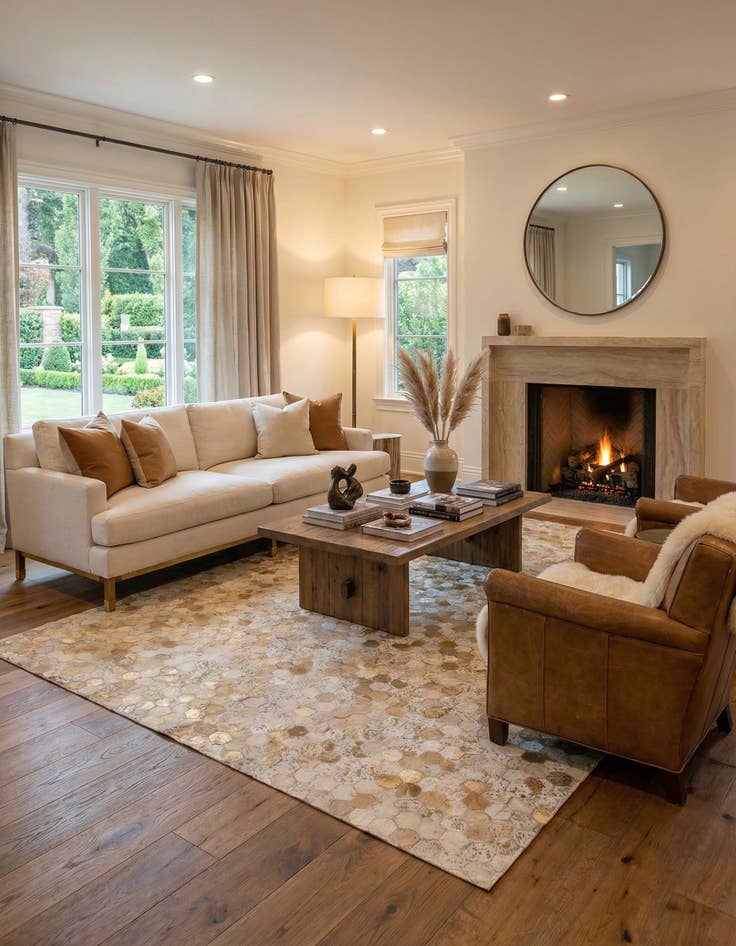 Detail image of 5' 3 x 7' 5 Cowhide Stocks Rug