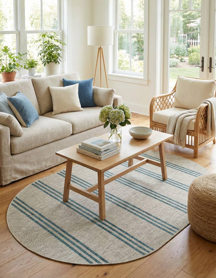 Detail image of 5' 3 x 8'  Washable Jill Zarin Anguilla Indoor / Outdoor Oval Rug