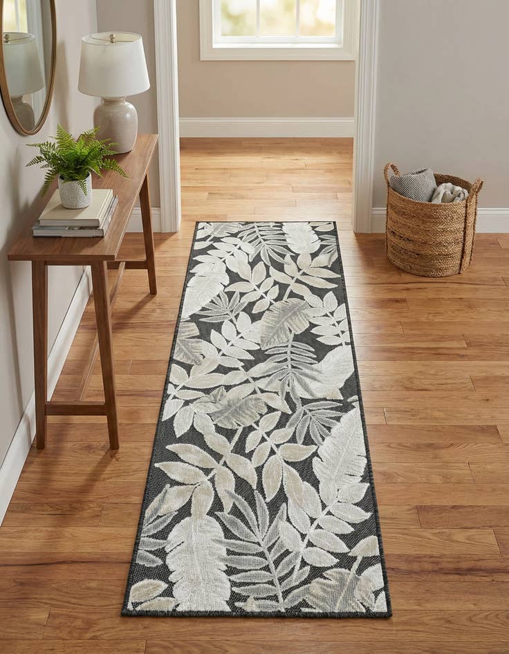 Detail image of 2' 2 x 6' Easy-Clean Botanical Indoor / Outdoor Runner Rug