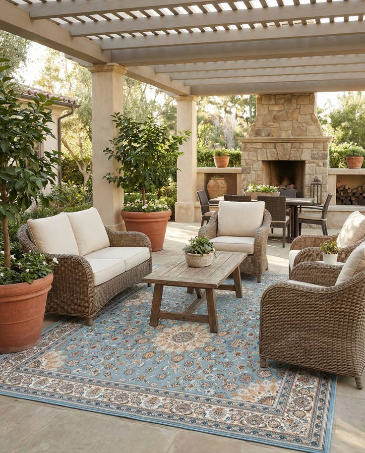 Detail image of 7' 10 x 10' Easy-Clean Traditional Indoor / Outdoor Rug