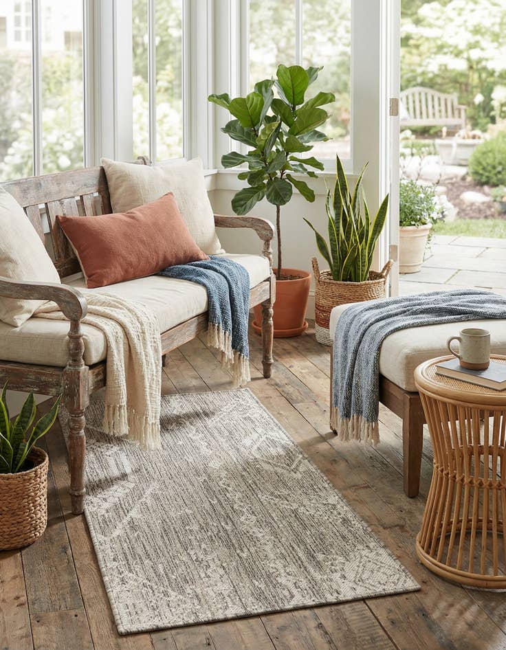 Detail image of 2' x 4' Easy-Clean Bohemian Indoor / Outdoor Runner Rug