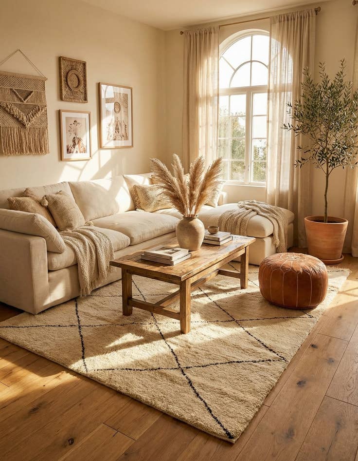 Detail image of 6' 6 x 9' 10  Hand Knotted Moroccan Wool Rug