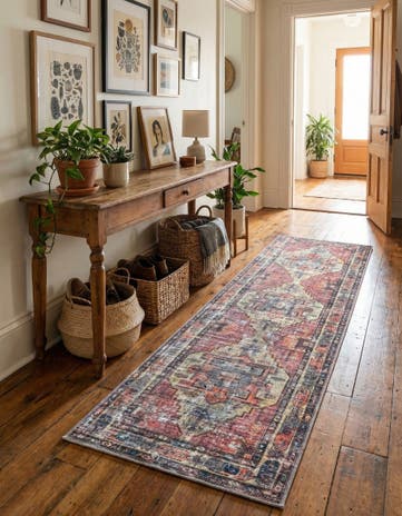 Yellow Pink Washable Maahru Runner Rug