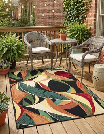 3' 3 x 5' 3 Easy-Clean Botanical Indoor / Outdoor Rug