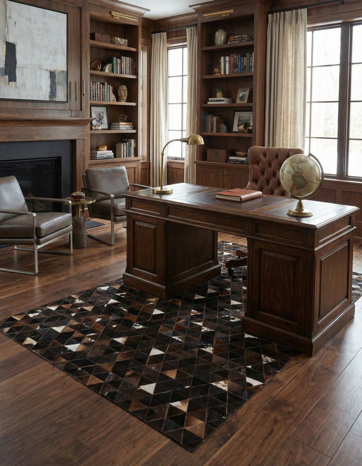 Detail image of  5' 1 x 7' 11 Cowhide - Patchwork Rug