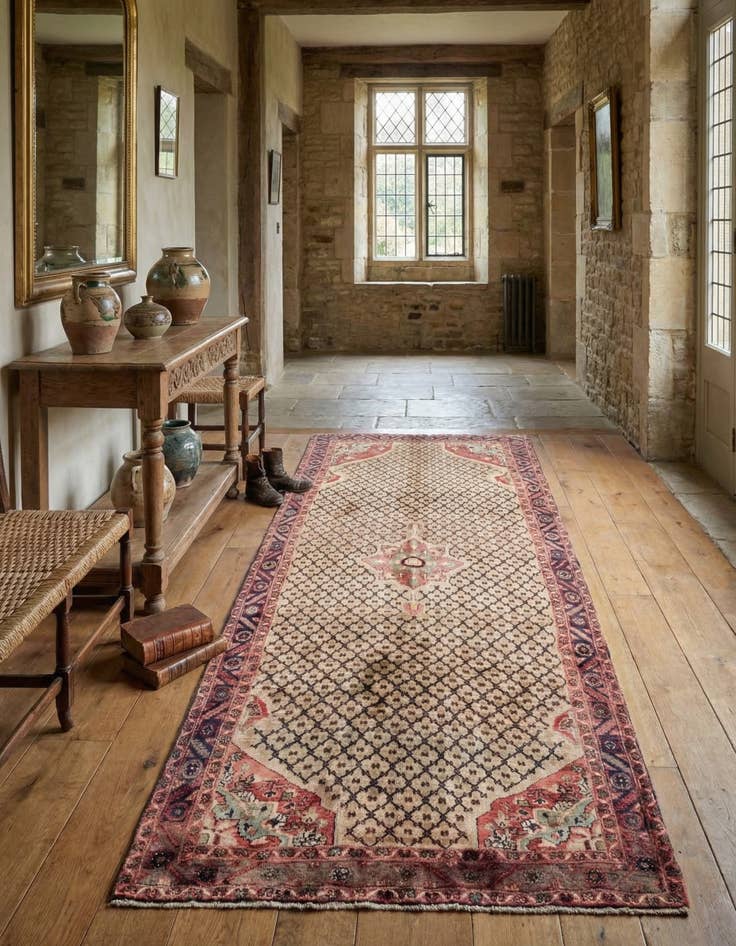 Detail image of  4' 9 x 9' 2  Hand Knotted Koliaei Persian Wool Runner Rug